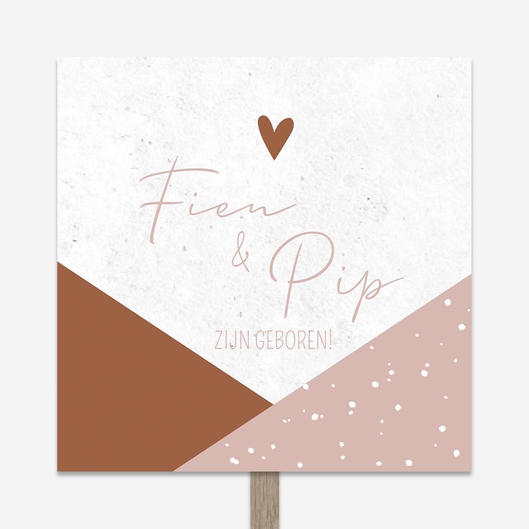 Tuinbord Geboortebord Tweeling Roze Stippen