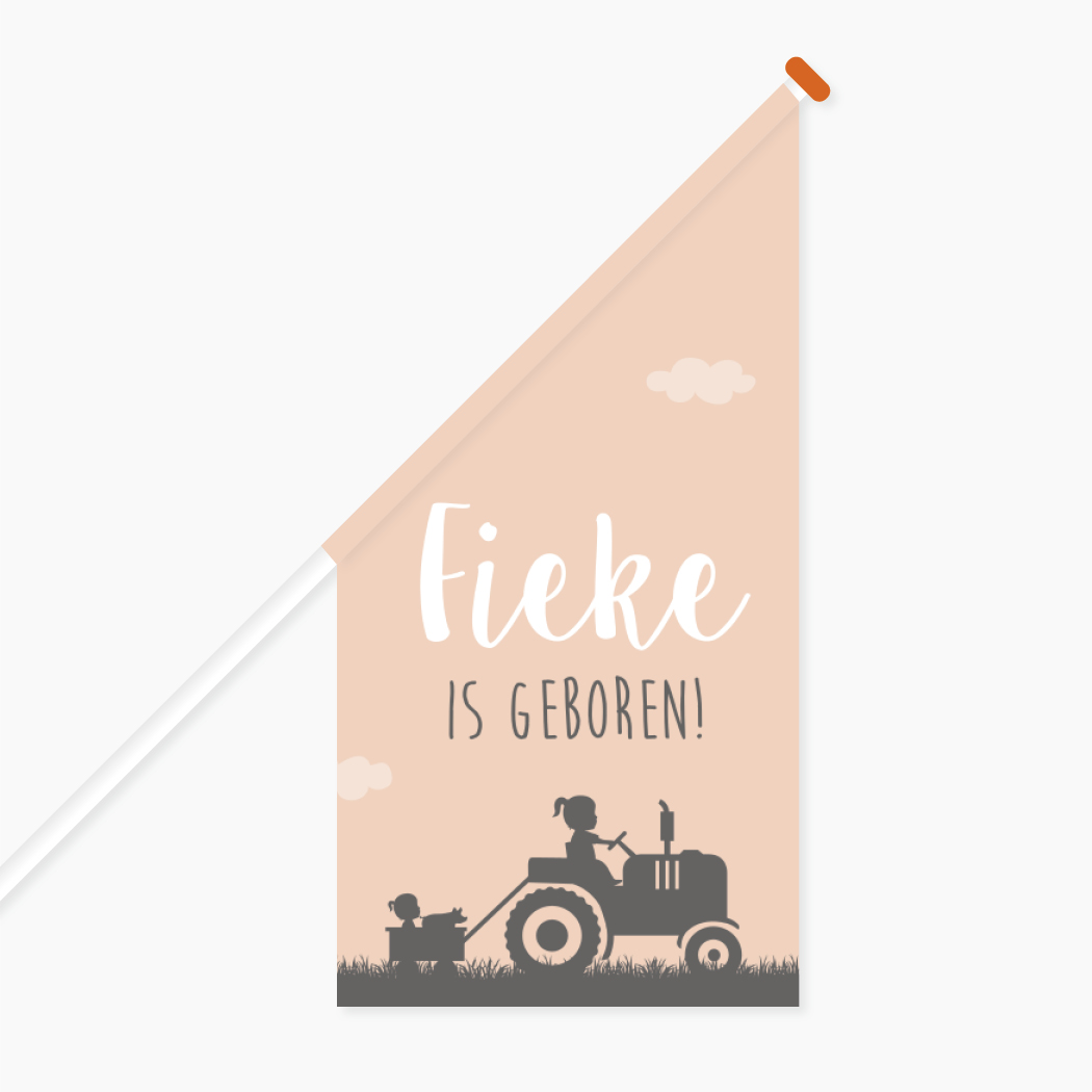 Vlag Geboorte Trekker Boerderij Biggetje