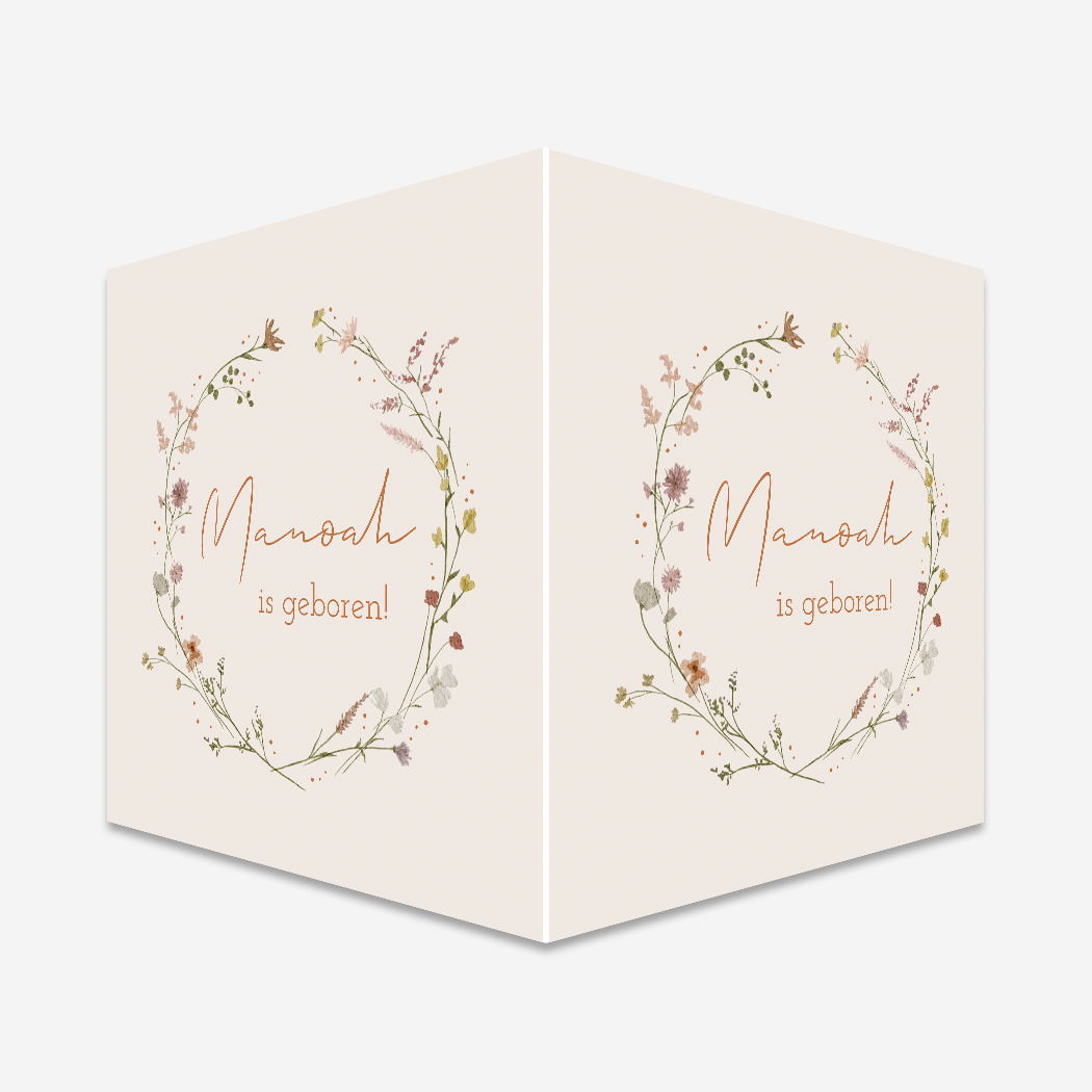 Raambord Geboortebord Bloemenkrans Meisje Bloemetjes