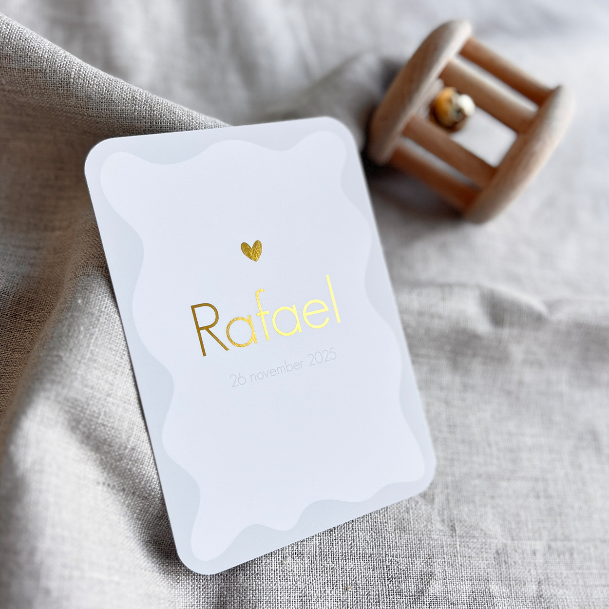 Geboortekaartje Jongen Golfjes Naturel Tinten