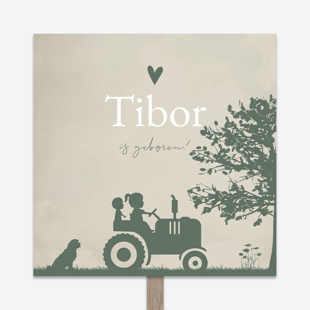 Geboortebord Trekker Boerderij Hondje Groen