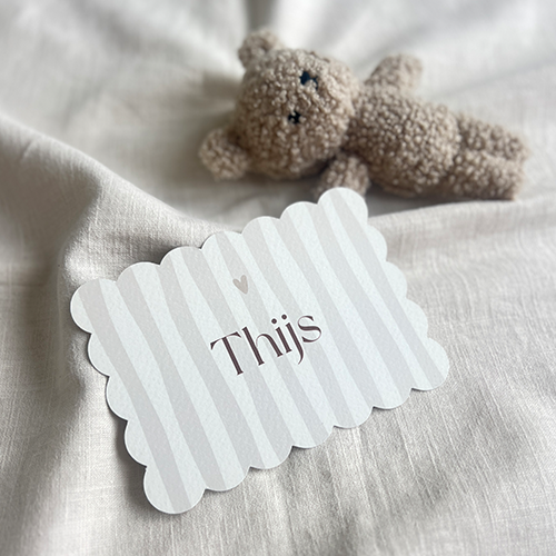 Geboortekaartje Jongen Cookie Streepjes Neutraal