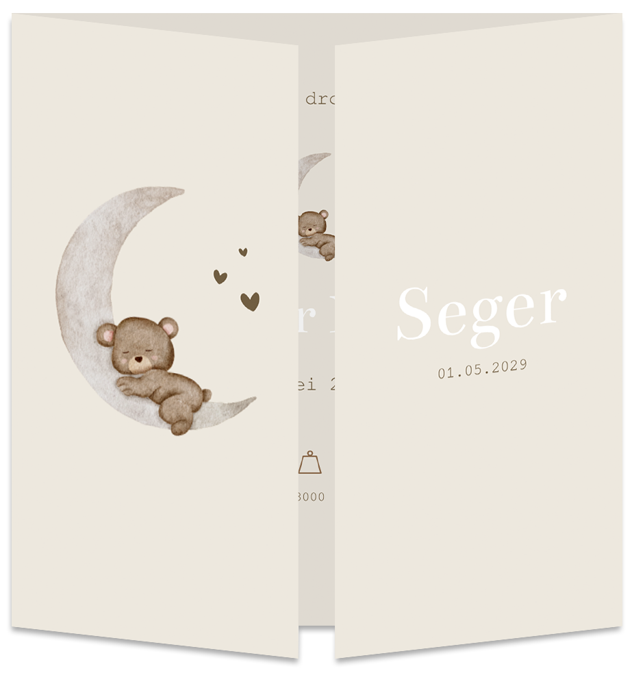 Geboortekaartje Teddybeertje Maartje Luikkaartje Hartjes