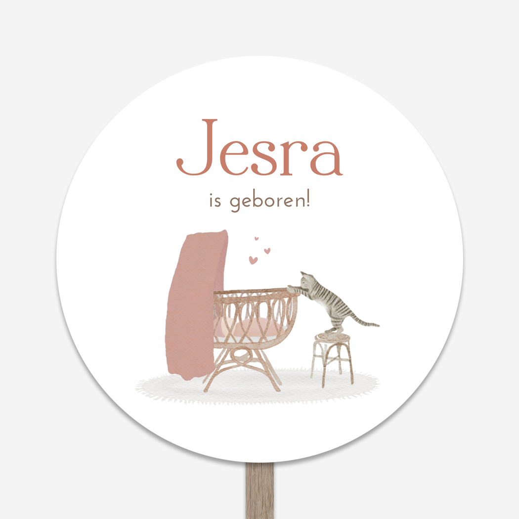 Tuinbord Meisje Wiegje Poesje Kat