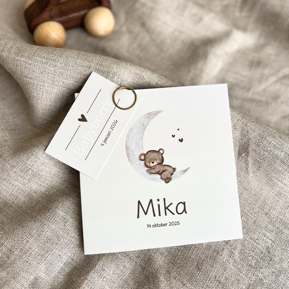 Geboortekaartje Jongen Hartje Maantje Beertje