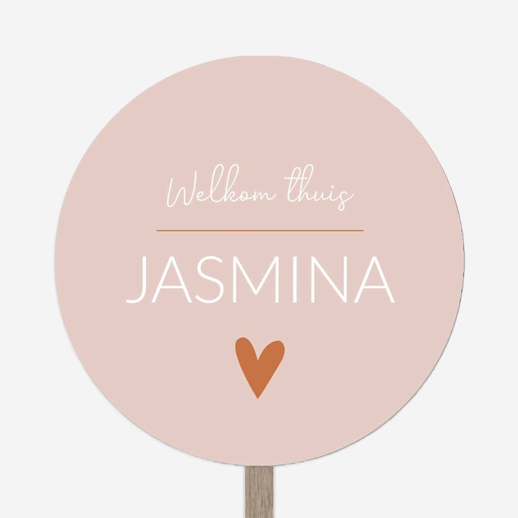 Welkomstbord Geboortebord Rond Roze Hartje