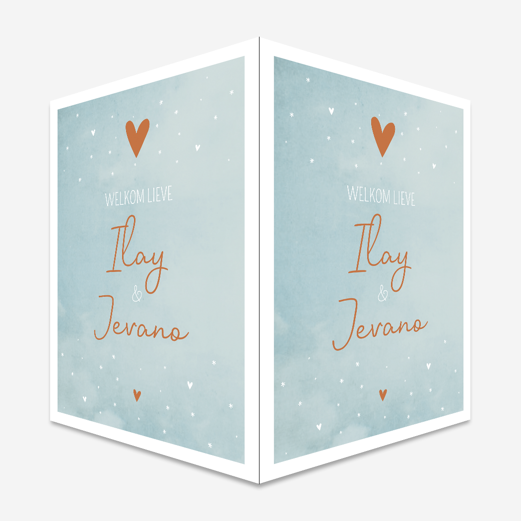 Raambord Geboortebord Lichtblauw Stoer Sterretjes