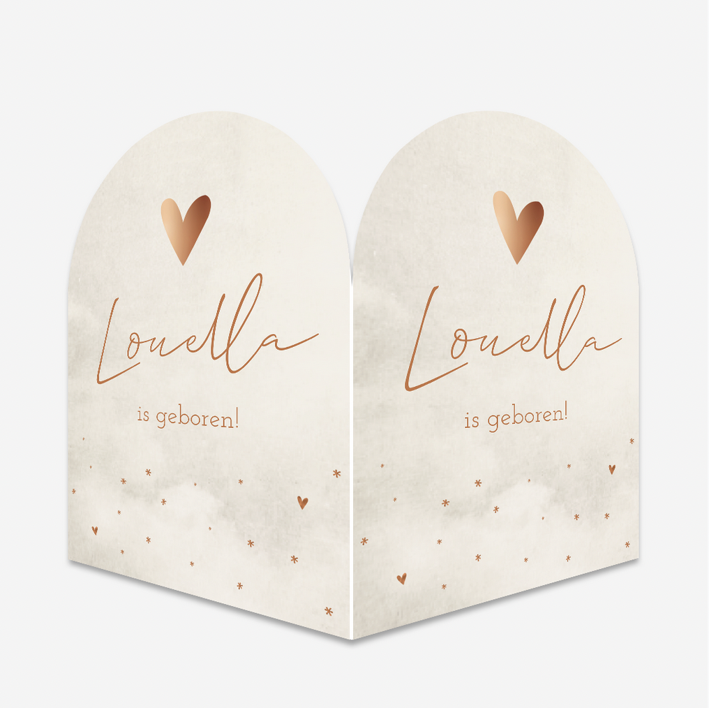 Raambord beige koperlook hartjes boog