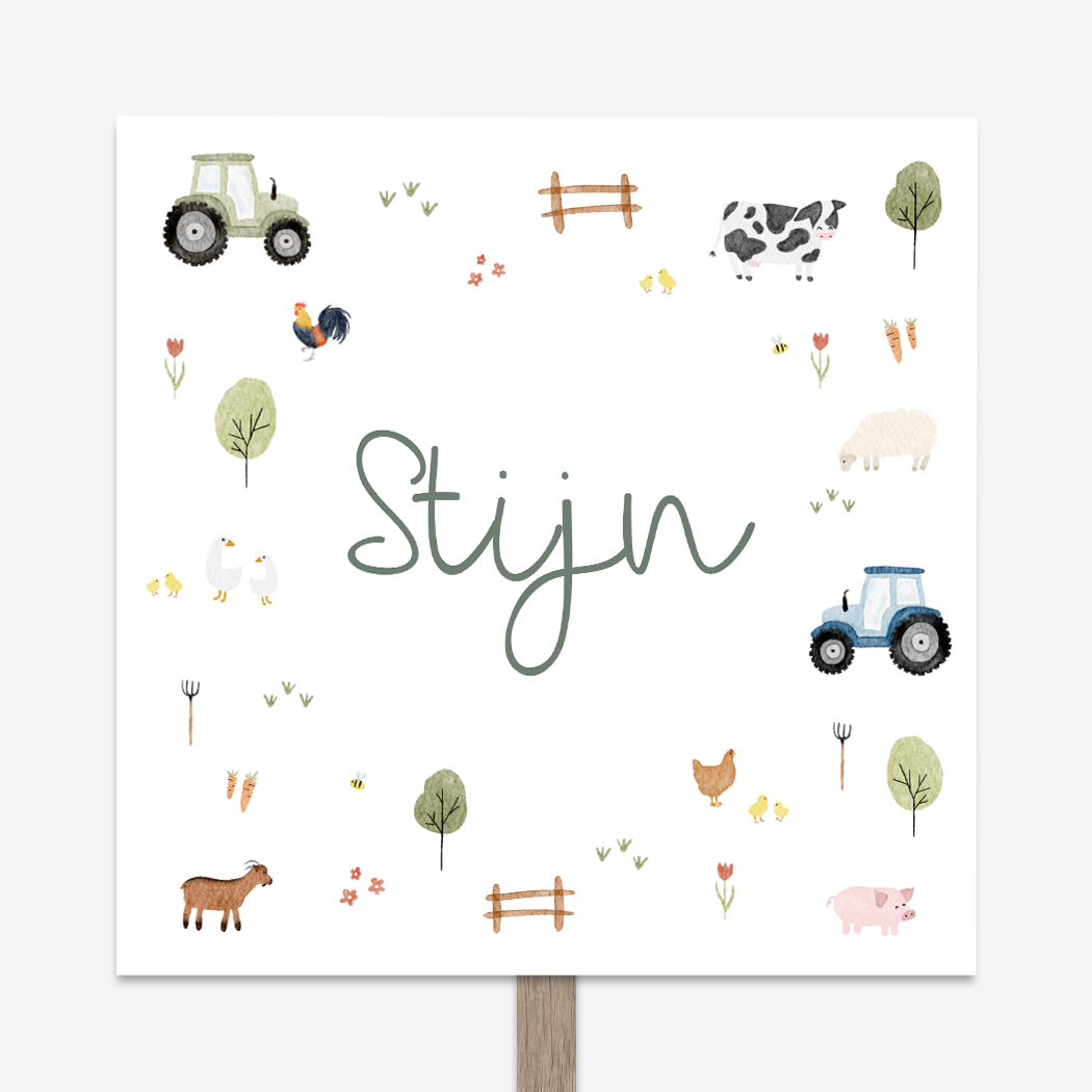Tuinbord Jongen Boerderij Platteland Dieren