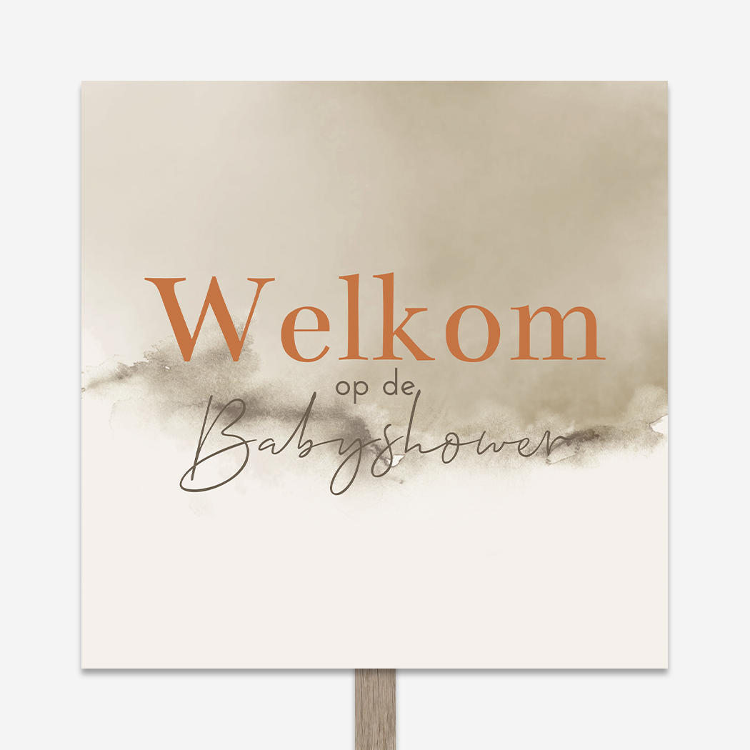 Welkomstbord Babyshower Feest Gewolkt bruin