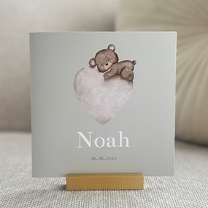 Geboortekaartje Jongen Neutraal Beertje Hartje