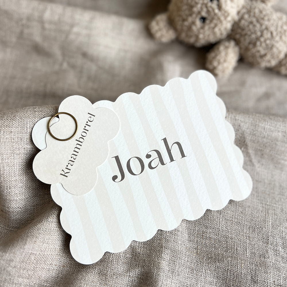 Geboortekaartje Jongen Cookie Streepjes Neutraal