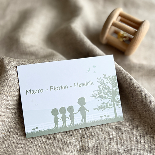 Geboortekaartje Drieling Broertje Groen Natuur