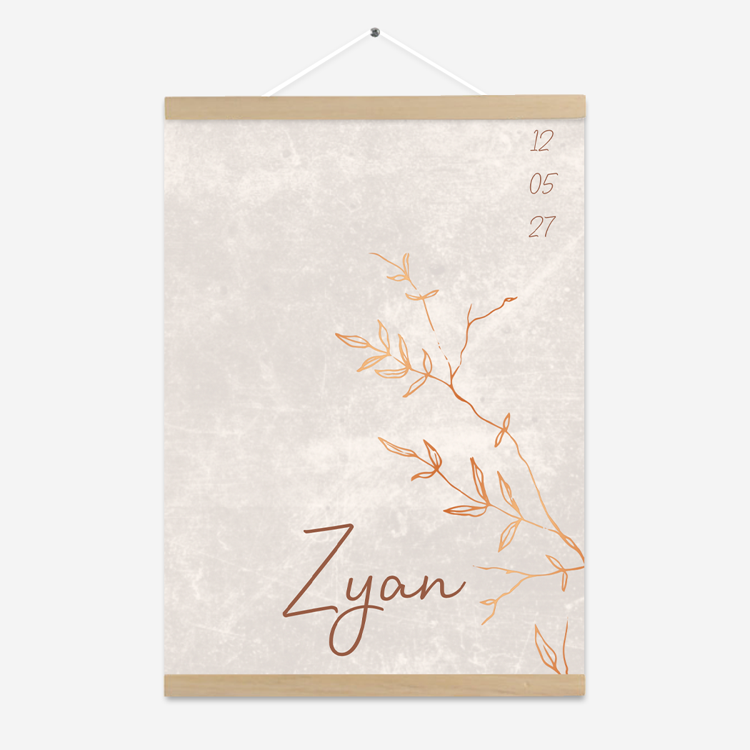 Poster Jongen Beige Takjes Koperfolie