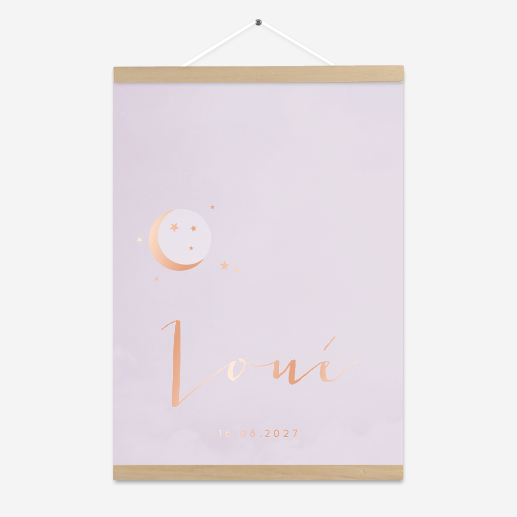 Poster Meisje Lila Maan Roséfolie