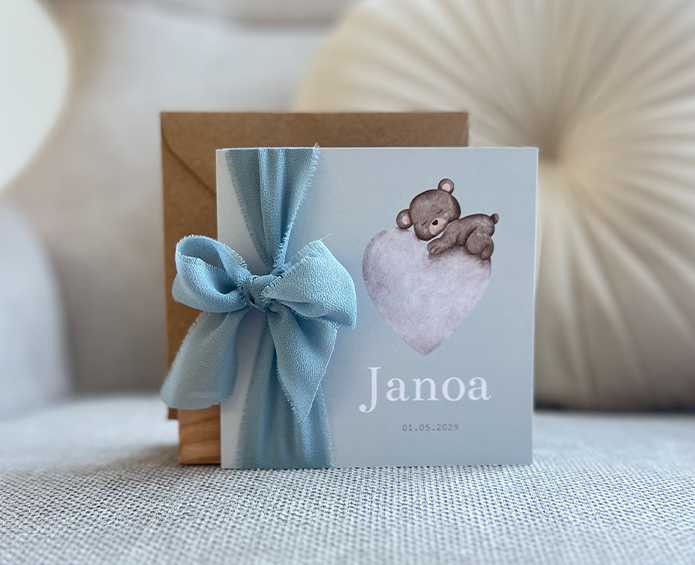 Geboortekaartje Jongen Beertje Hartje