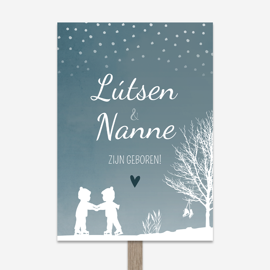 Tuinbord Geboortebord Winter Schaatsen Friesland