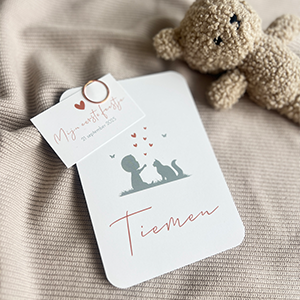 Babykaartje Kat Jongen Gras Vlindertje