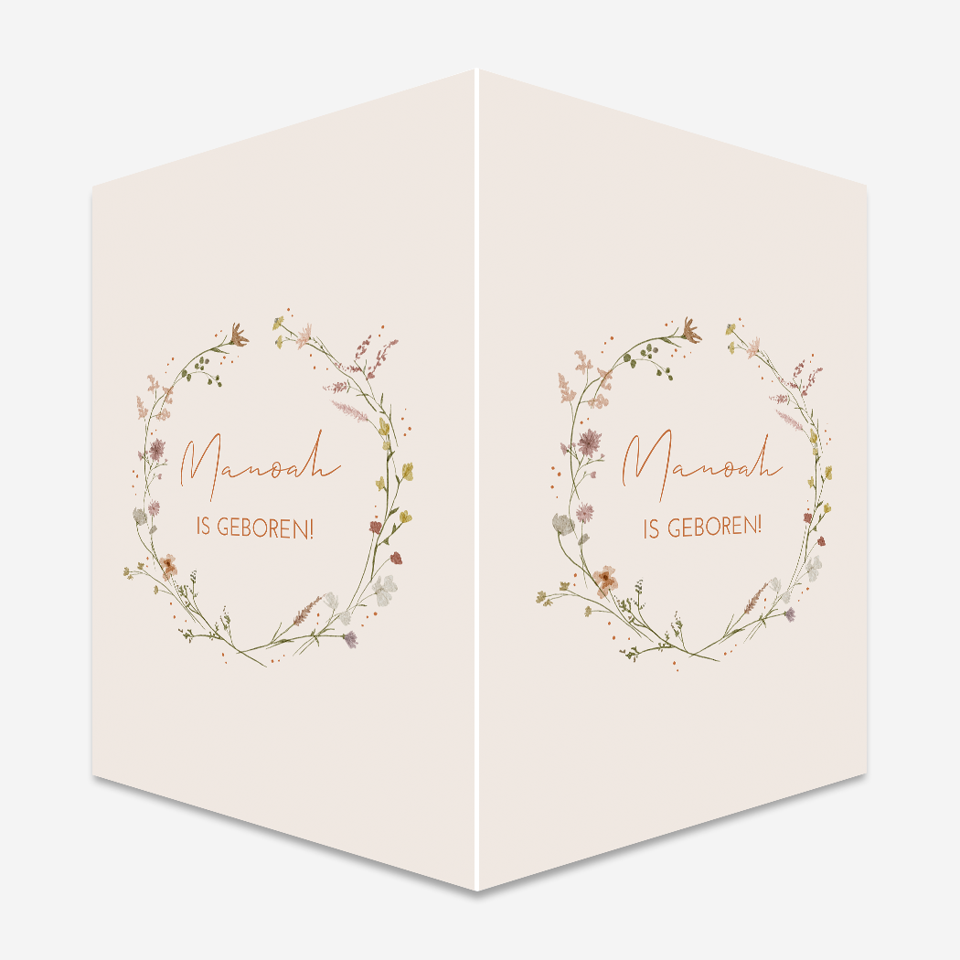 Raambord Geboortebord Bloemenkrans Watercolor Bloemetjes