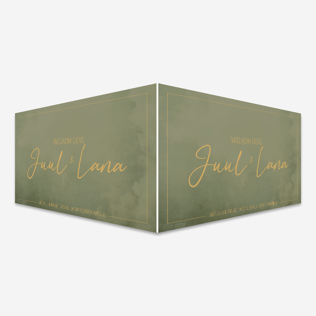 Geboortebord Tweeling Groen Goudkleur