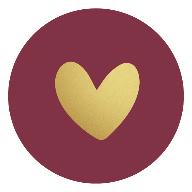 Dummy sticker hartje aubergine goud