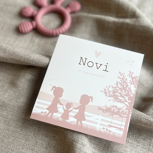 Geboortekaartje Meisje Zusje Roze Natuur