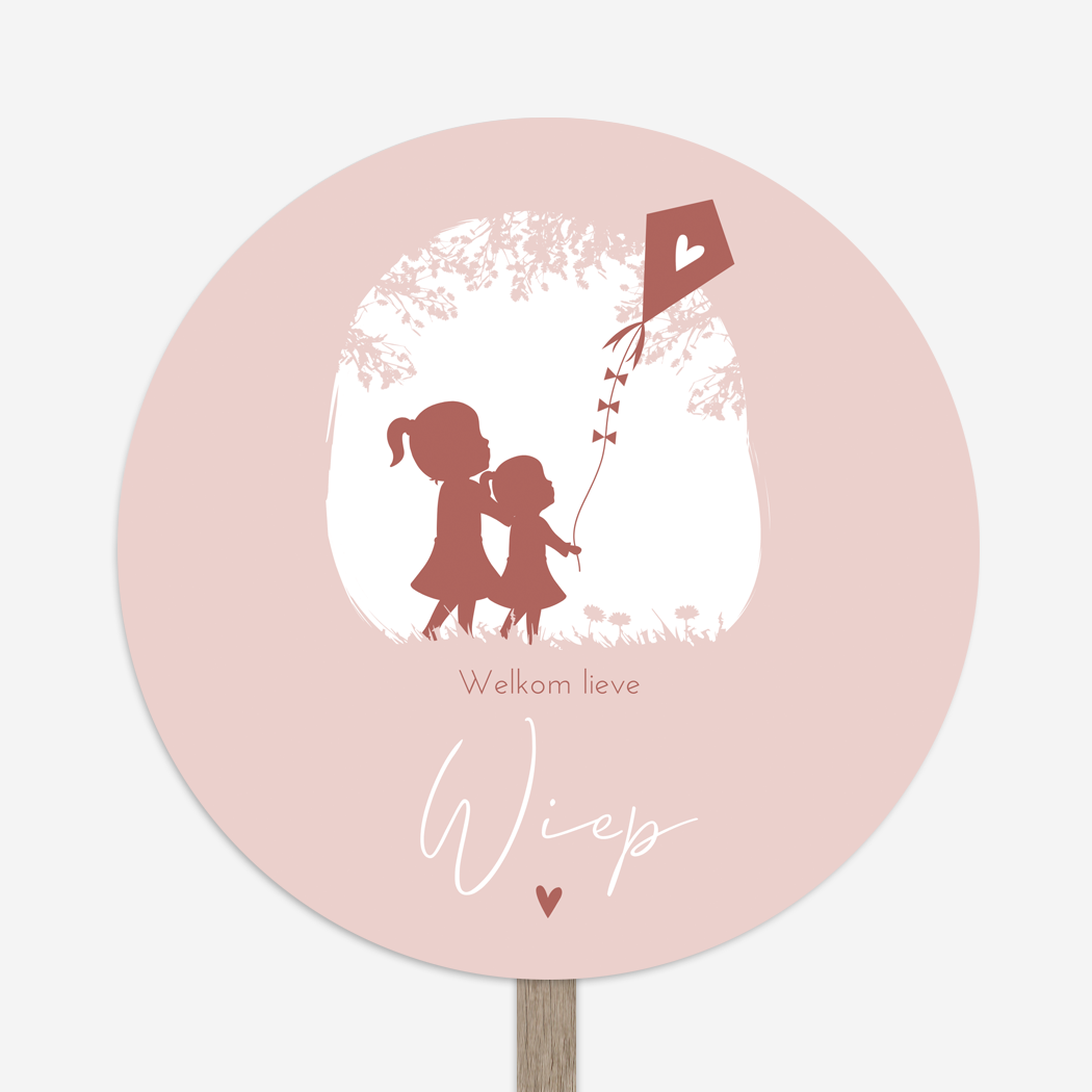 Tuinbord Rond Vliegeren Zusjes Silhouet