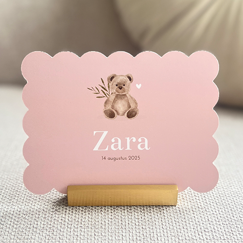 Geboortekaartje Meisje Koekvorm Teddybeer