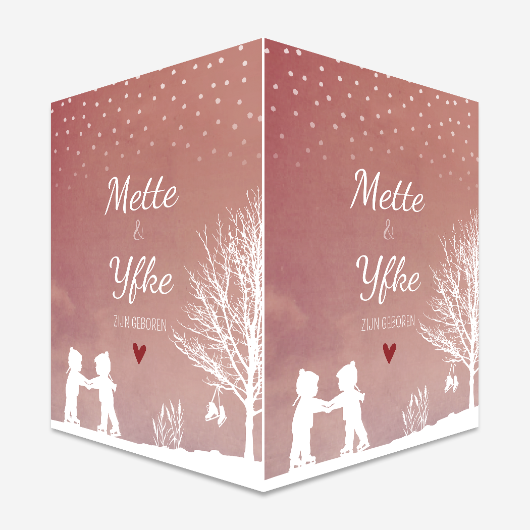 Raambord Geboortebord Winter Schaatsen Friesland