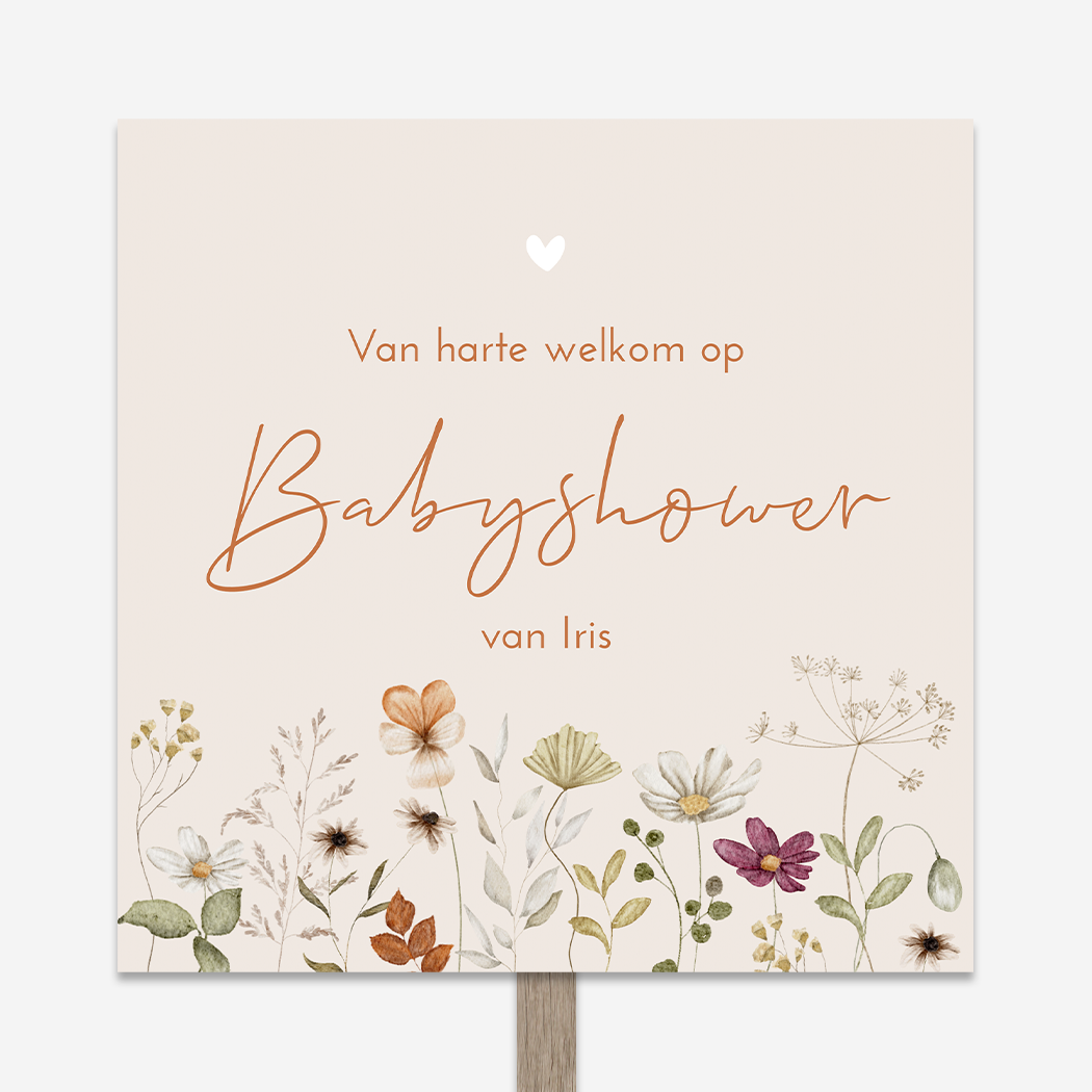 Welkomstbord Babyshower Baby Feest Bloemetjes