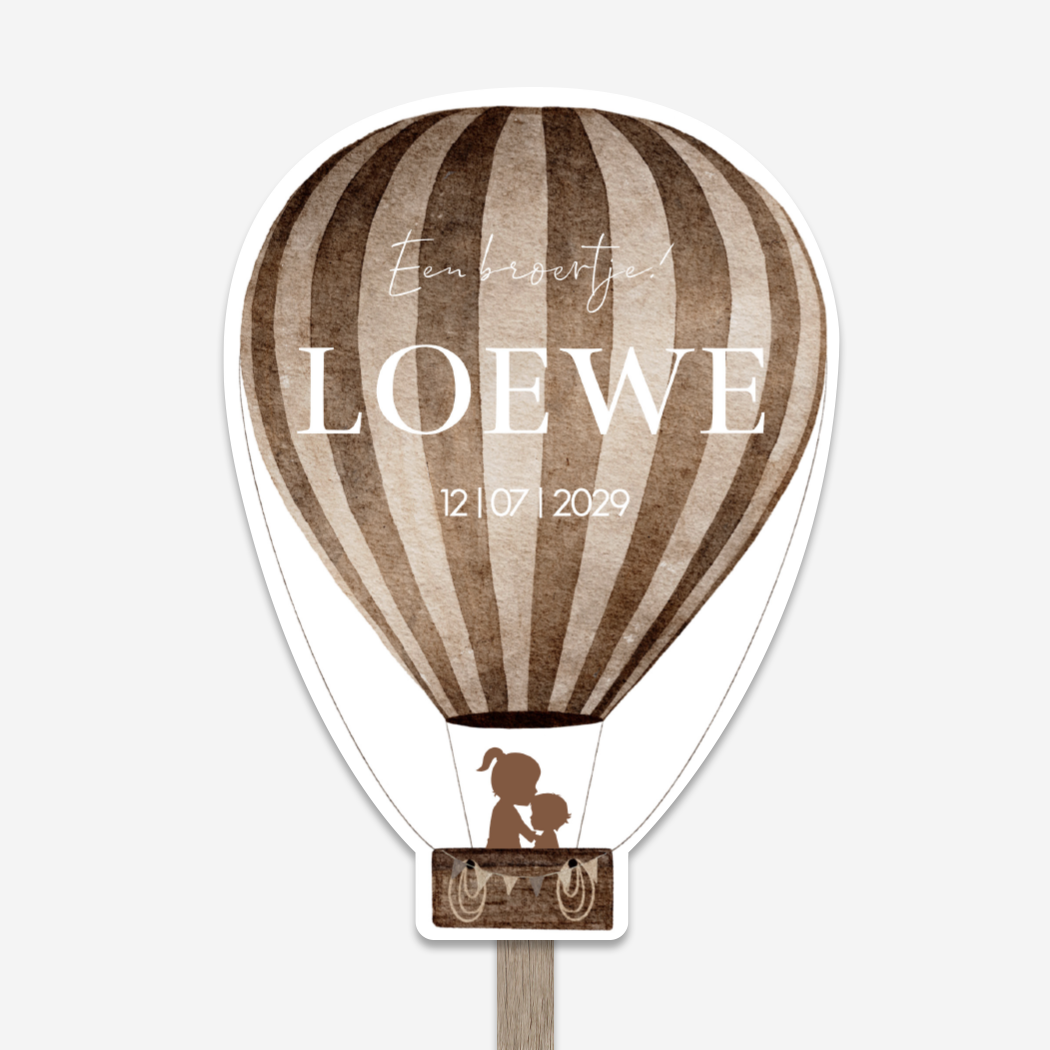 Geboortebord Tuinbord Luchtballon Broertje Contour