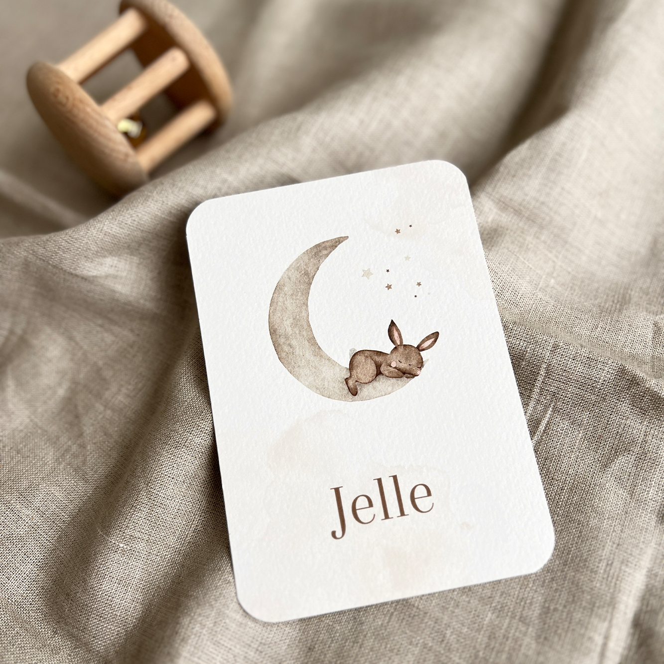 Geboortekaartje Jongen Maan Konijn Sterren