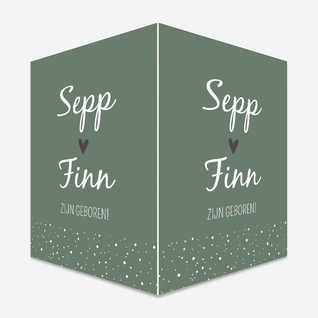 Raambord Geboortebord Tweeling Groen Stippen