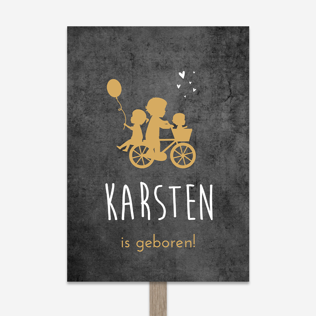 Tuinbord Zwart Kindjes Fiets Ballon