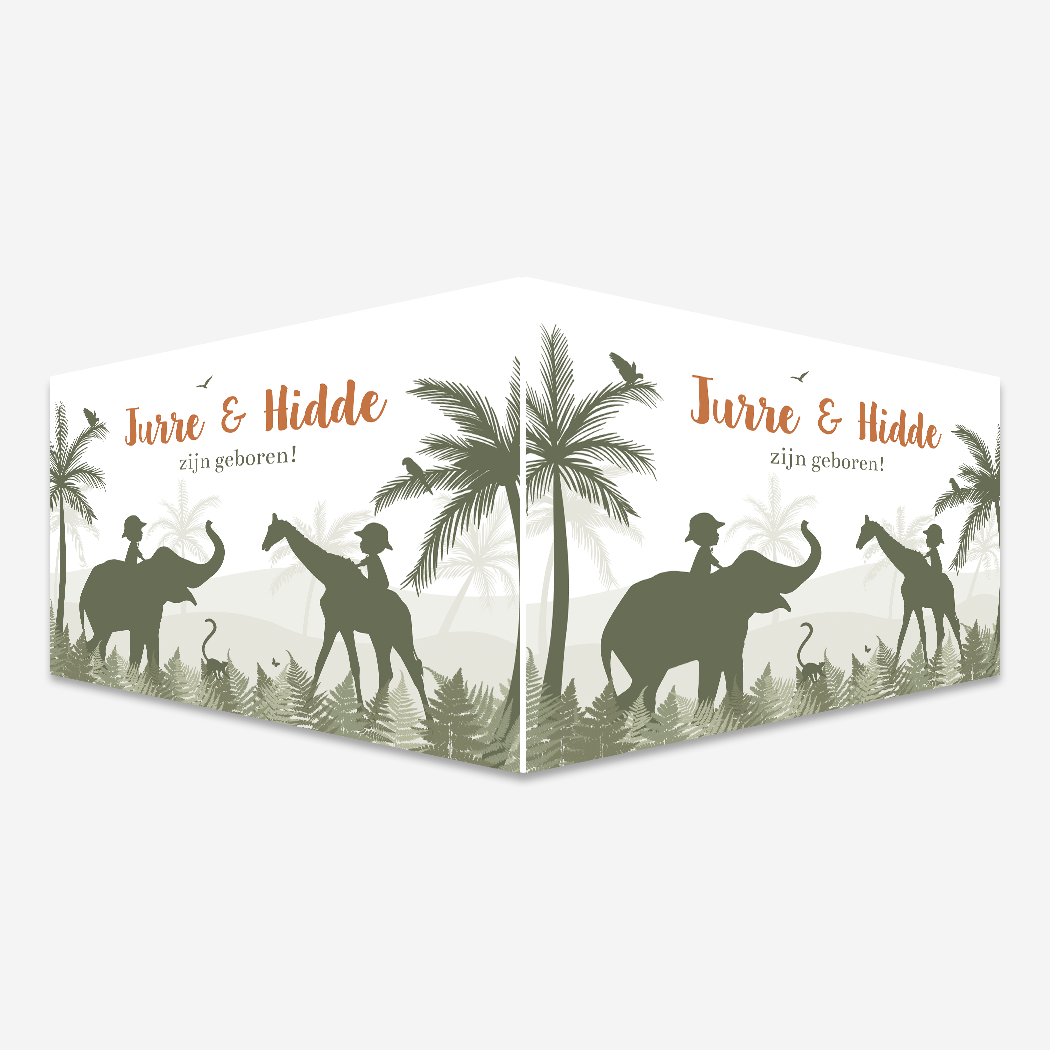 Geboortebord Safari Jungle Tweeling