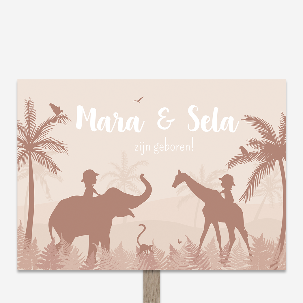 Tuinbord Geboortebord Safari Jungle Dieren