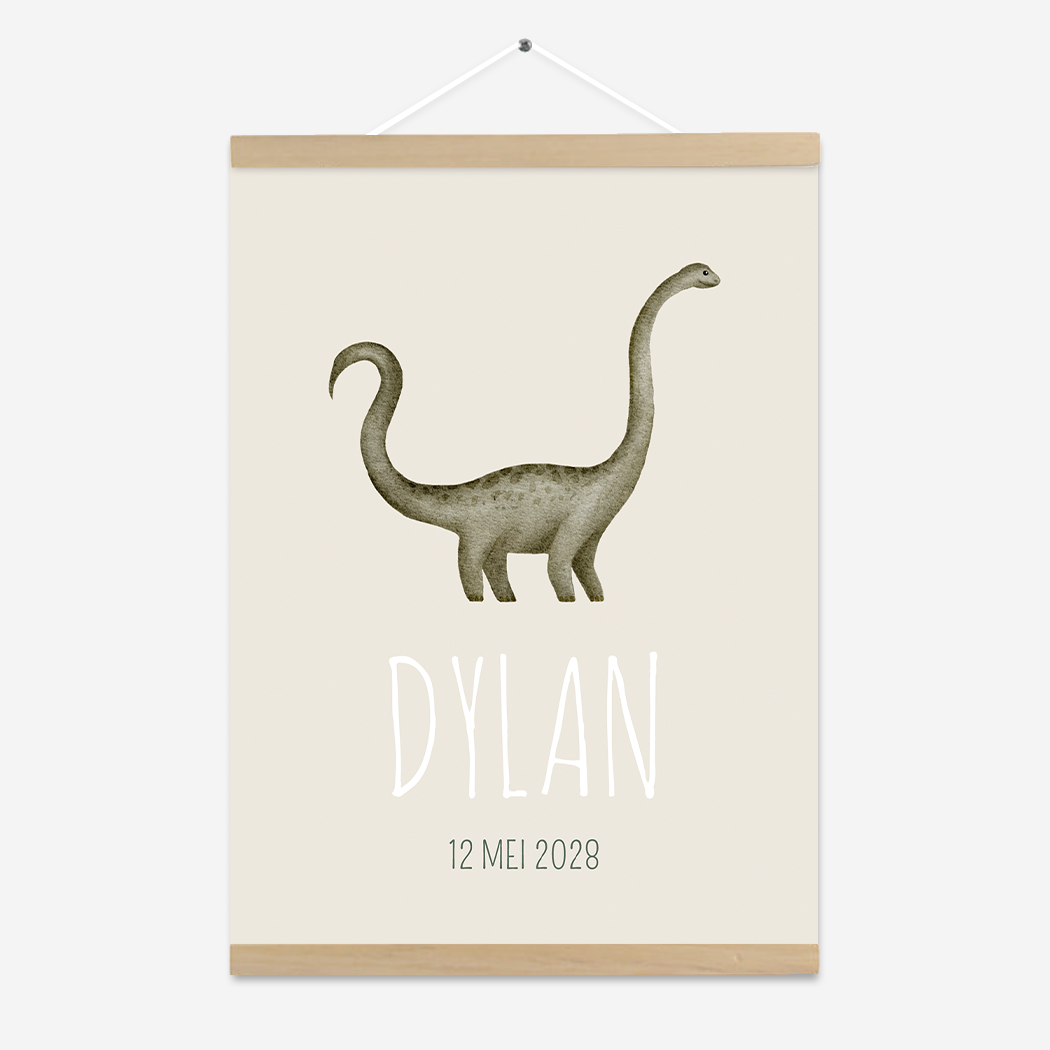 Poster Dieren Beige Dinosaurus Crème