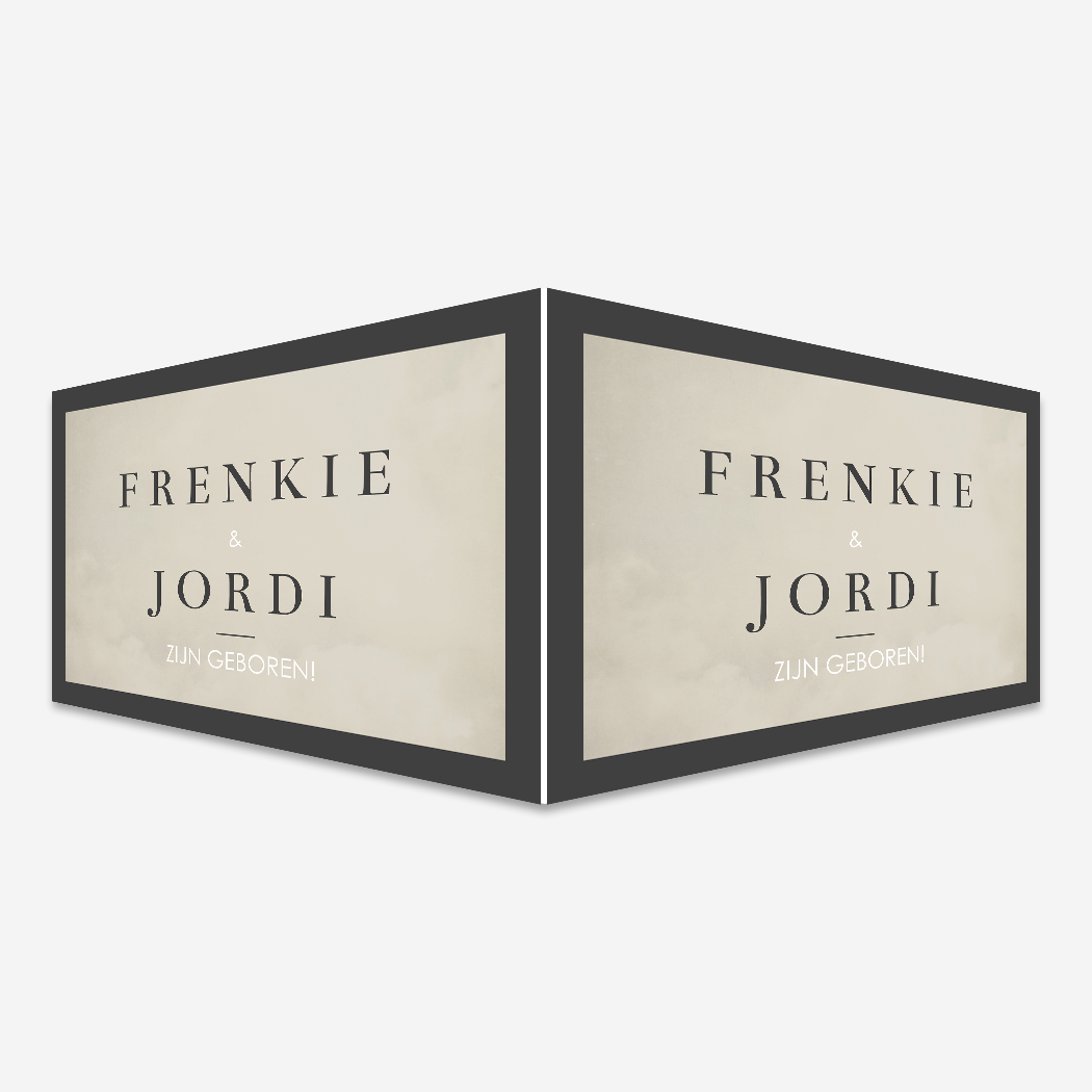 Geboortebord Tweeling Creme Antraciet