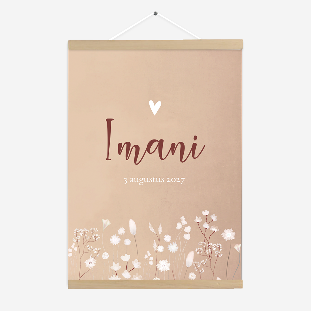 Poster Zalmroze Bloemen Hartje