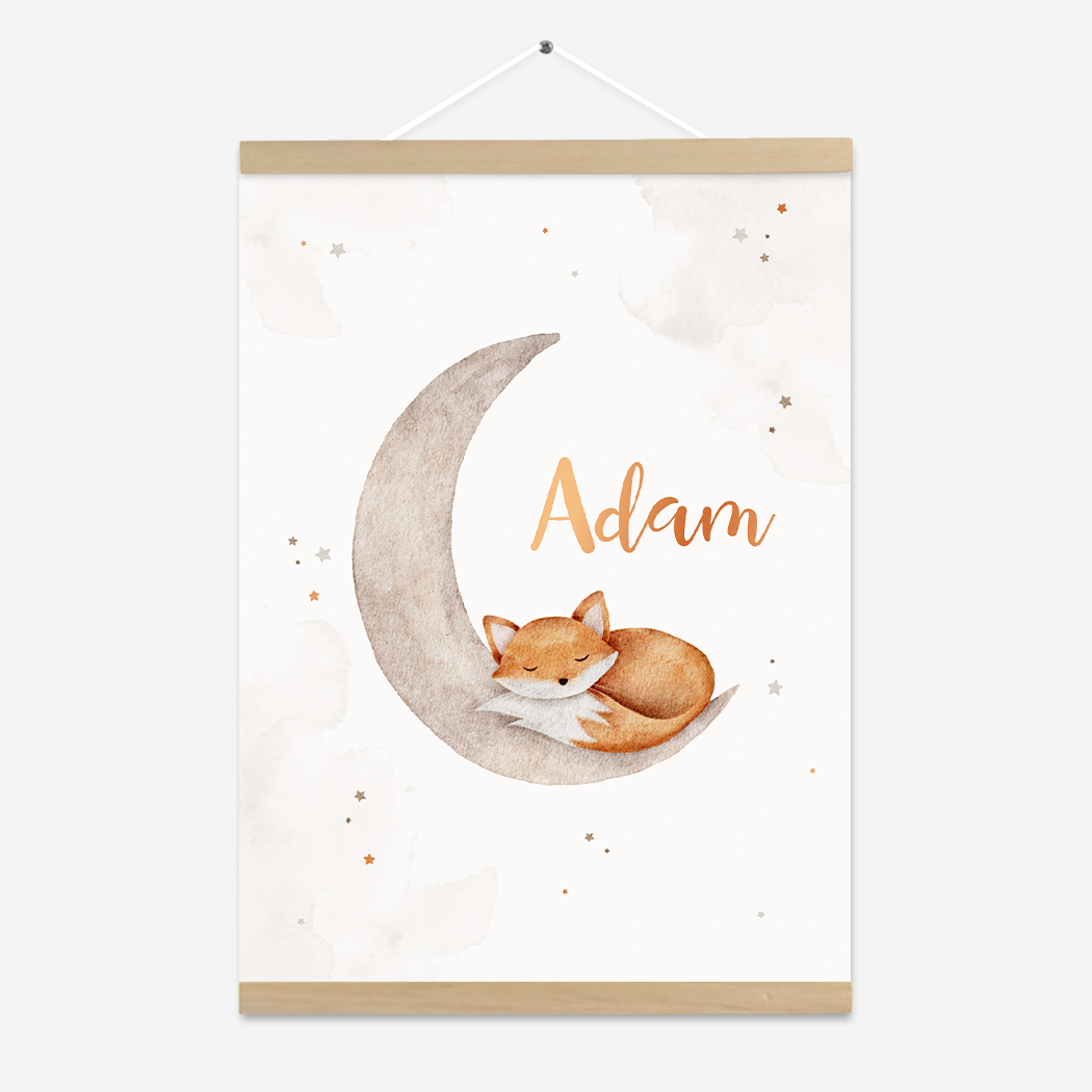 Poster Maantje Vosje Sterretjes Slapen