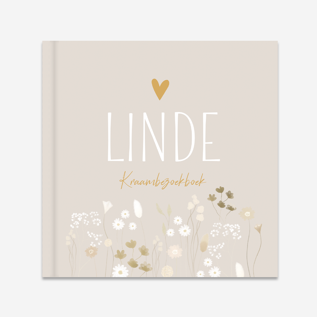 Kraambezoekboek Meisje Beige Droogbloemen Hip