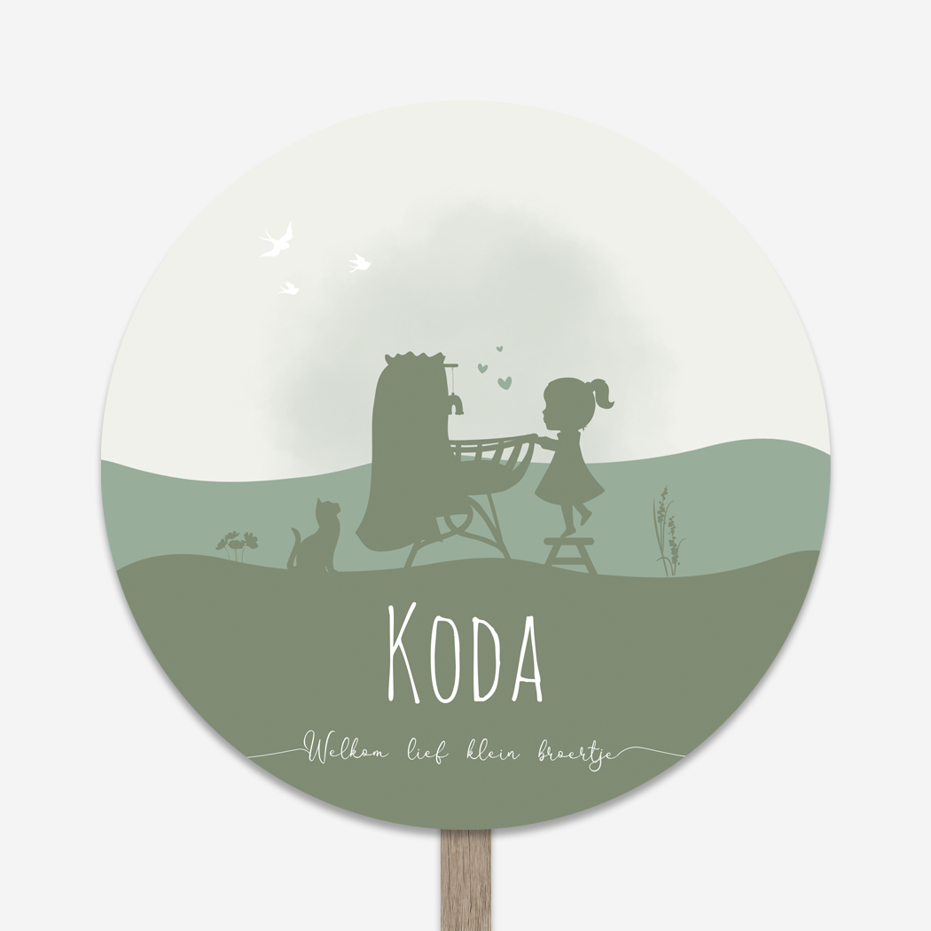 Tuinbord Jongen Silhouet Wiegje Kat