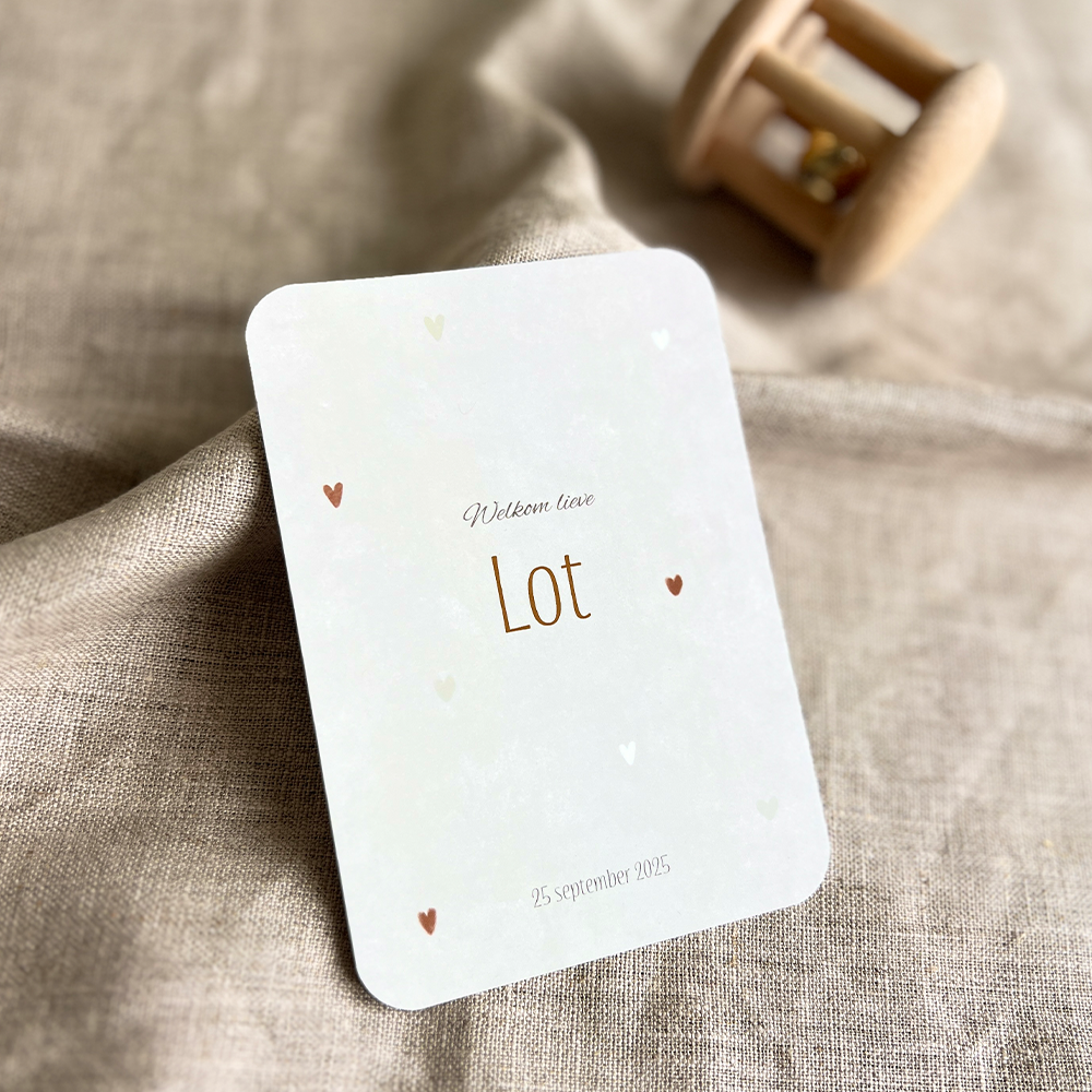 Geboortekaartje Neutraal Velvet Hartjes