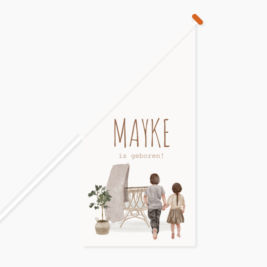 Vlag Geboorte Wiegje Babykamer Waterverf