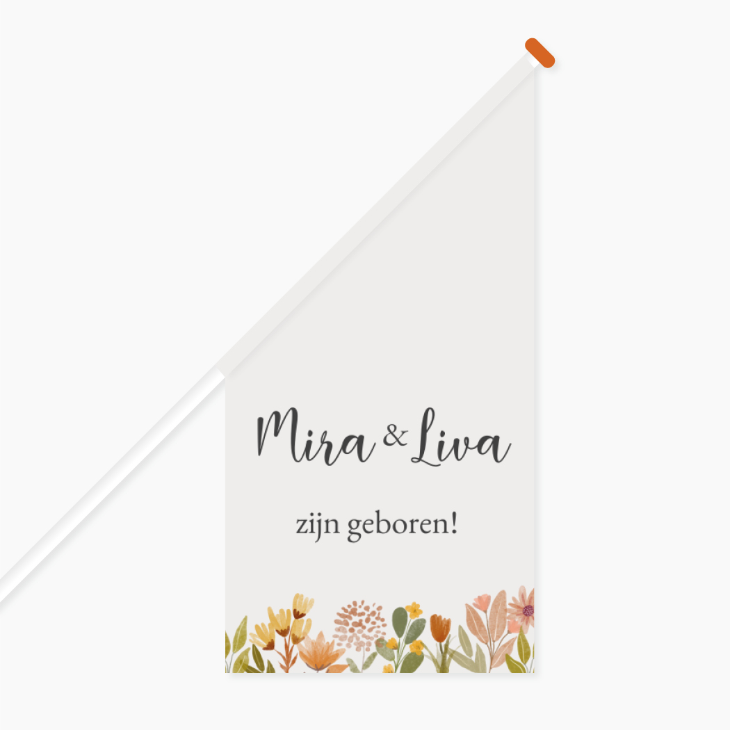 Vlag Geboorte Tweeling Bloemen Bloemetjes