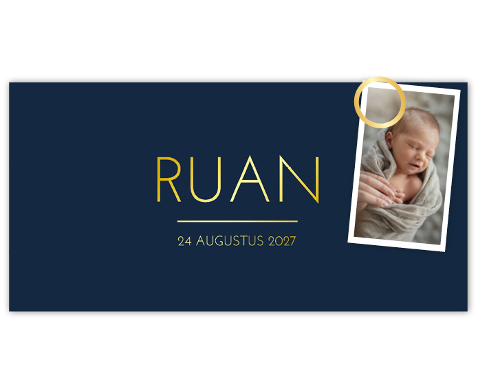 Geboortekaartje Jongen Klassiek Blauw Goudfolie