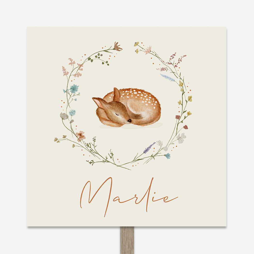 Tuinbord Hertje Krans Watercolor