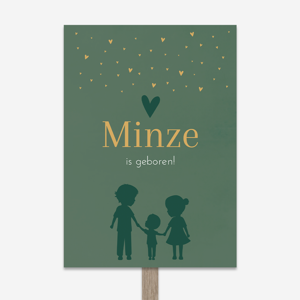 Tuinbord Kindjes SIlhouet Hartjes Groen