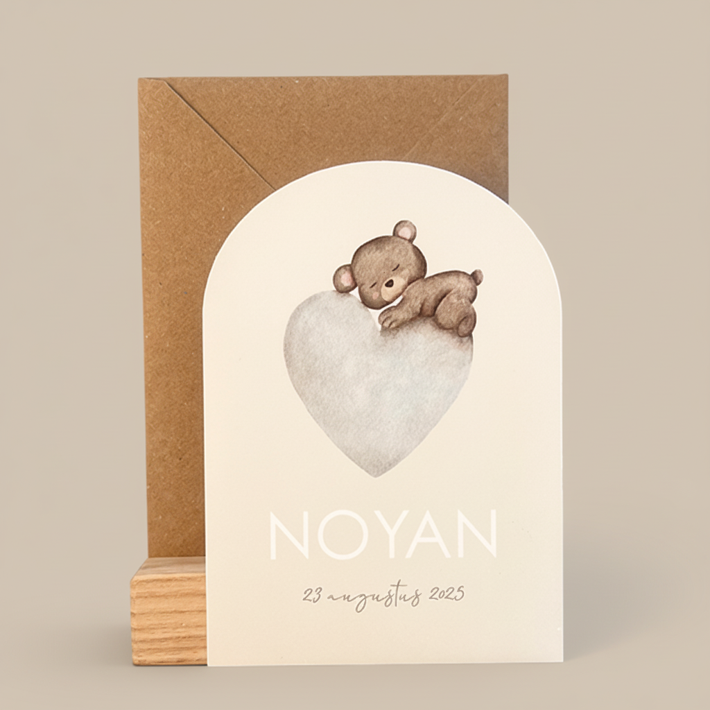Geboortekaartje Jongen Broertje Hartje Teddybeertje