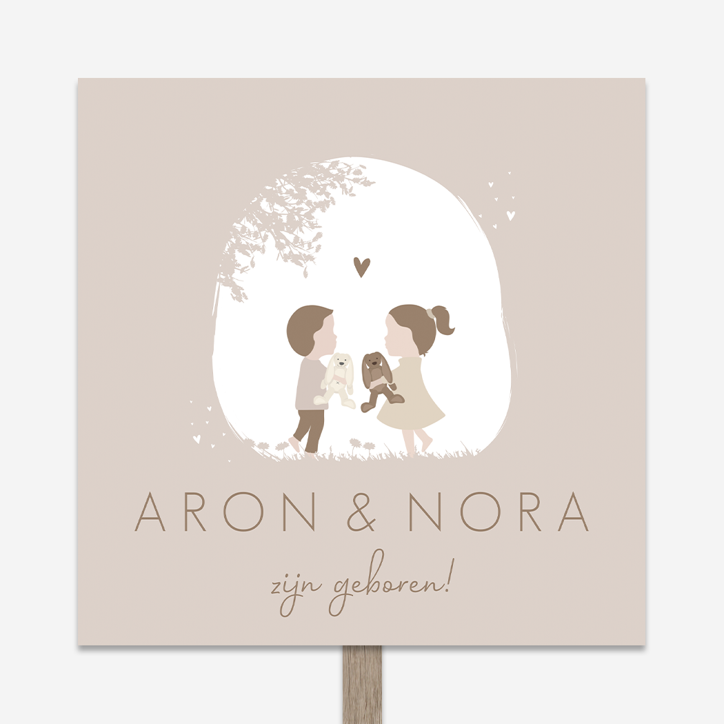 Geboortebord Tuin Tweeling Happyhorse Kindjes